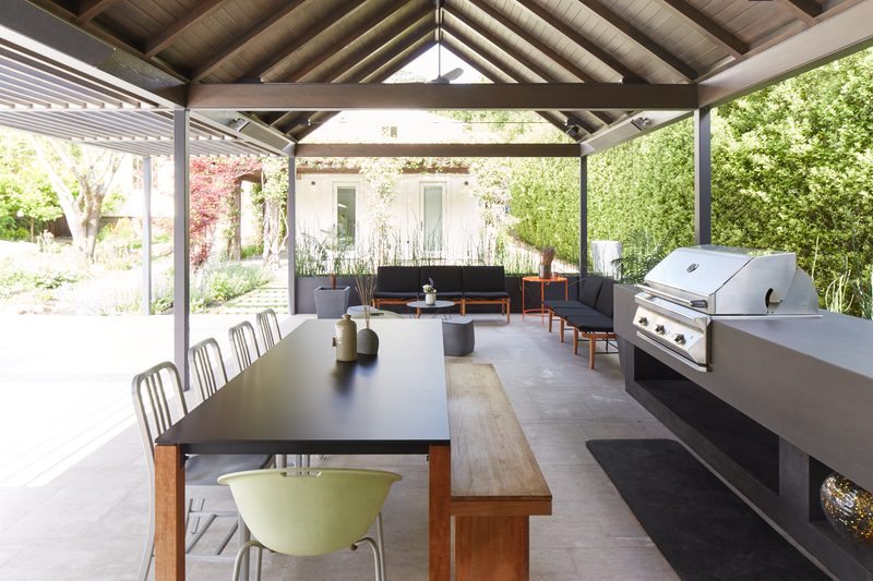 Covered outdoor dining pavilion