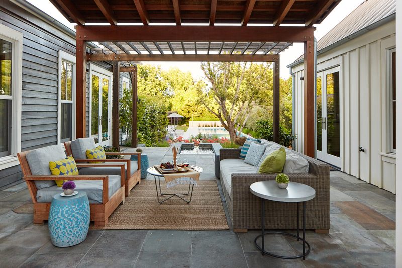 Covered patio with lounge seating